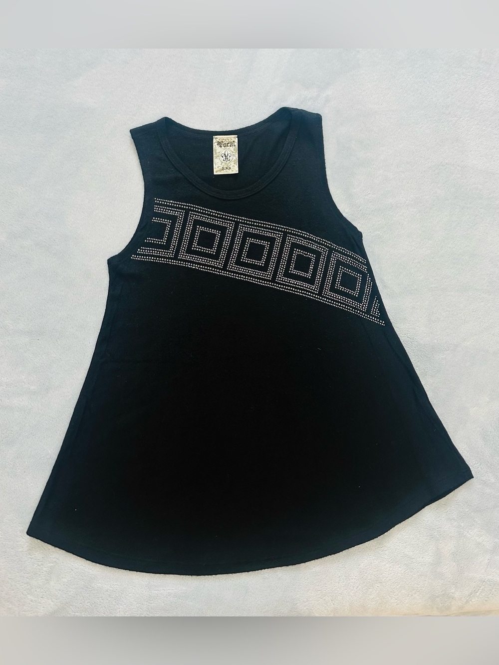 Black Studded Geometric Tank Top